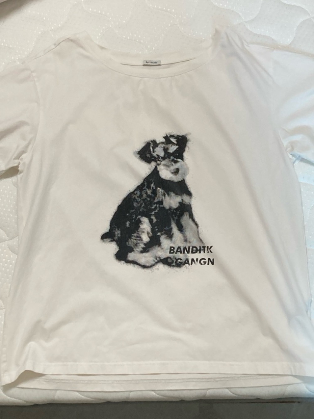 Studio White Tee with Black Dog Print